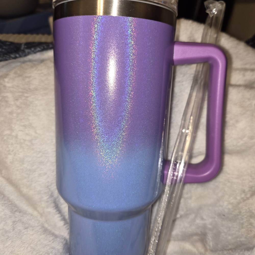 Purple to Blue Ombre Glitter Travel Mug with Handle